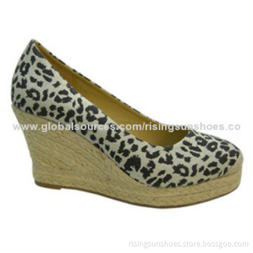 Women's High-heeled Dress/Wedge Heel Shoe with Espadrille Platform, Linen Fabric Upper